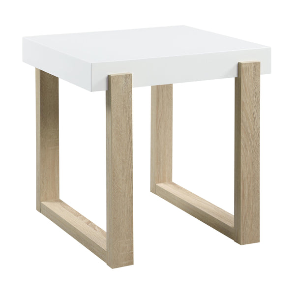 Coaster Furniture Pala 753397 Rectangular End Table With Sled Base - White High Gloss/Natural IMAGE 1