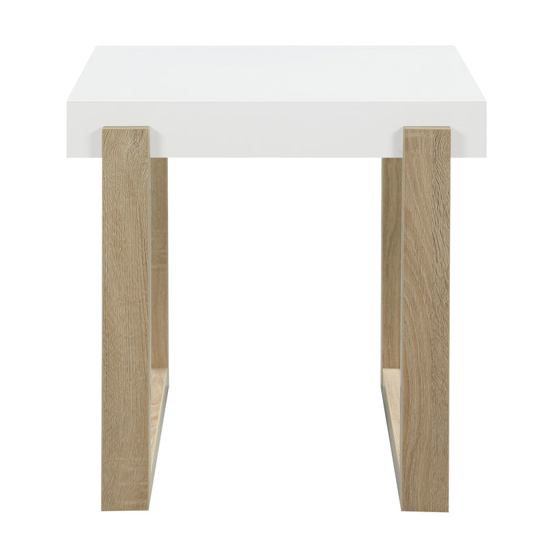 Coaster Furniture Pala 753397 Rectangular End Table With Sled Base - White High Gloss/Natural IMAGE 3