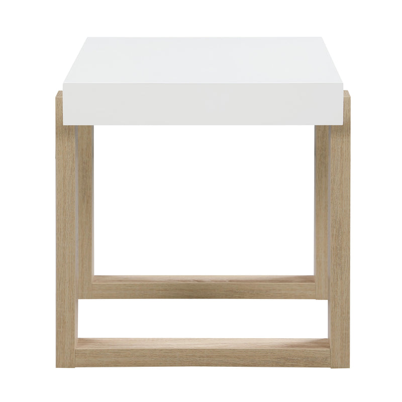 Coaster Furniture Pala 753397 Rectangular End Table With Sled Base - White High Gloss/Natural IMAGE 4