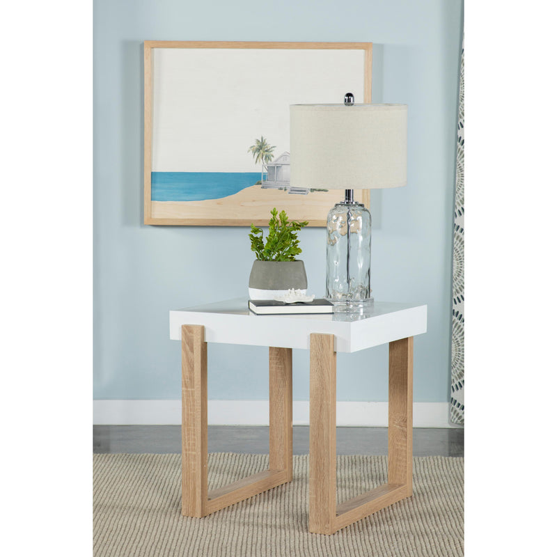 Coaster Furniture Pala 753397 Rectangular End Table With Sled Base - White High Gloss/Natural IMAGE 5