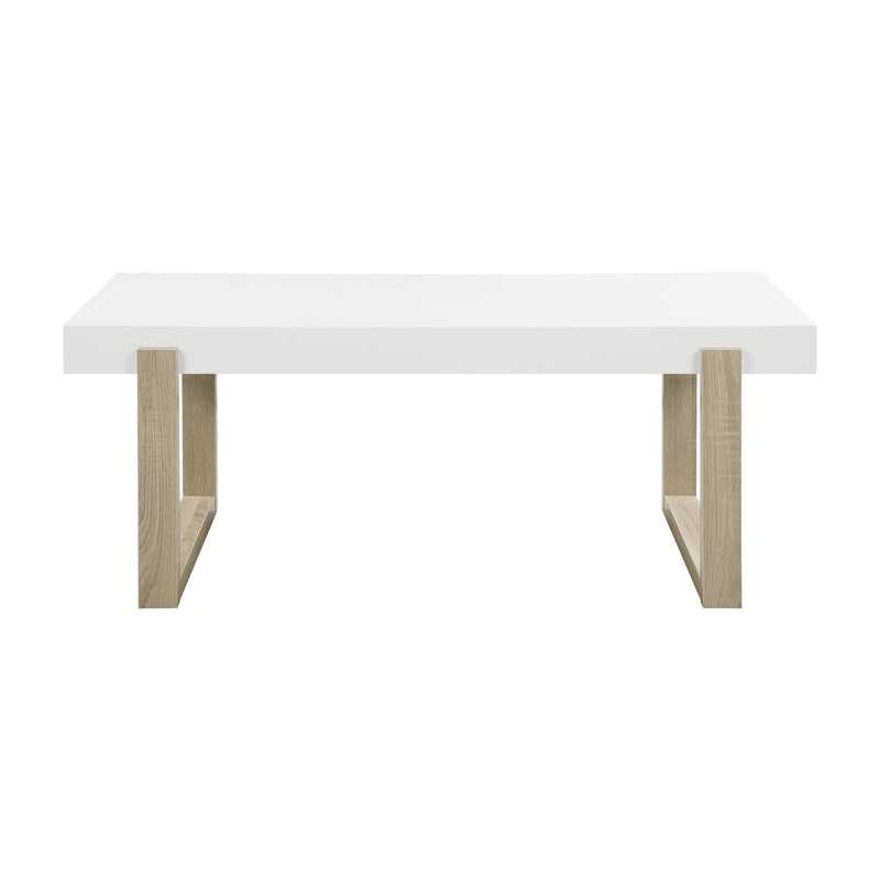 Coaster Furniture Pala 753398 Rectangular Coffee Table With Sled Base - White High Gloss/Natural IMAGE 3