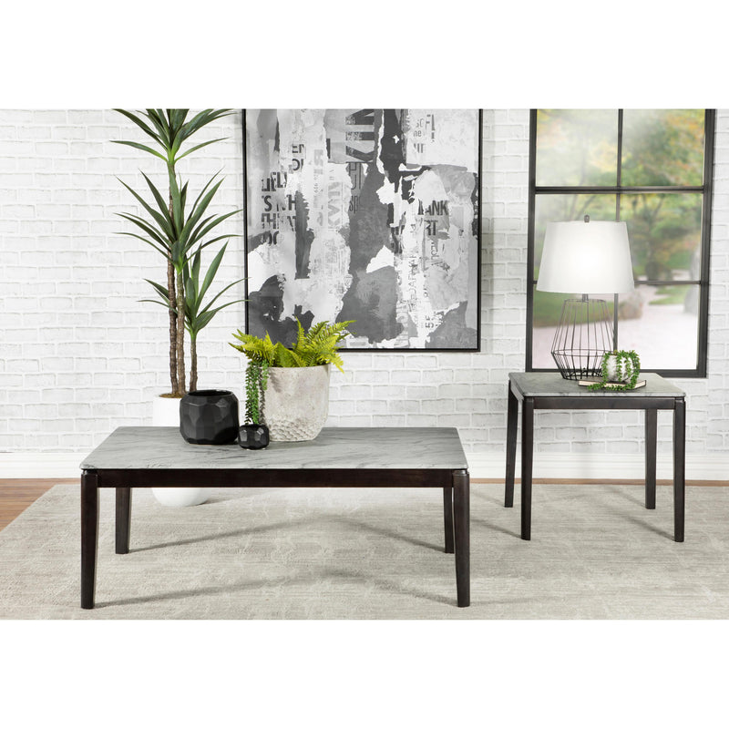 Coaster Furniture Mozzi 753518 Rectangular Coffee Table - Faux Grey Marble/Black IMAGE 2
