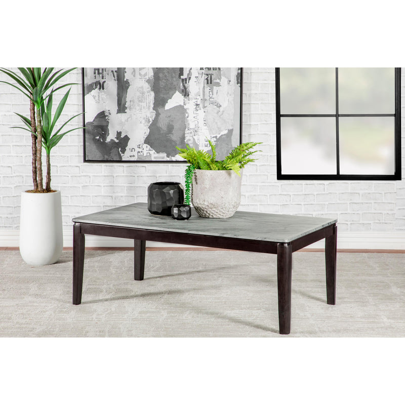 Coaster Furniture Mozzi 753518 Rectangular Coffee Table - Faux Grey Marble/Black IMAGE 6