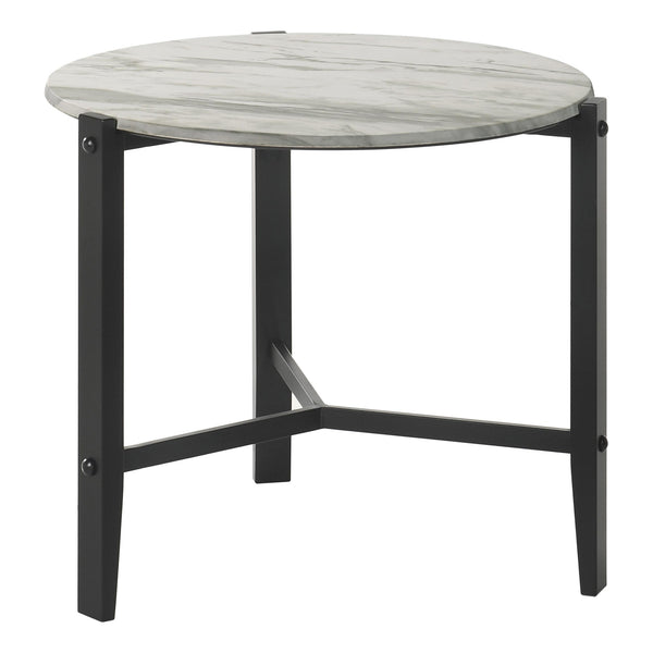 Coaster Furniture Tandi 753537 Round End Table - Faux White Marble/Black IMAGE 1