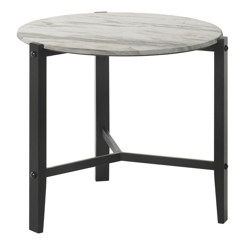 Coaster Furniture Tandi 753537 Round End Table - Faux White Marble/Black IMAGE 1