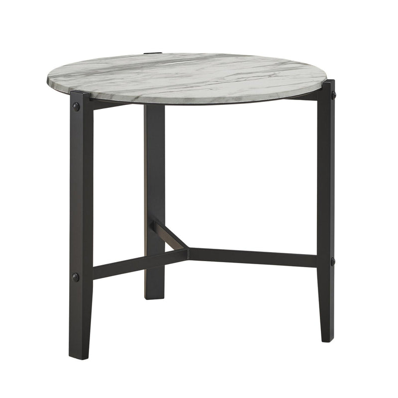 Coaster Furniture Tandi 753537 Round End Table - Faux White Marble/Black IMAGE 3