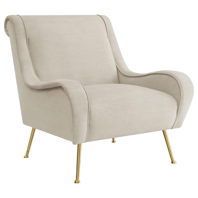 Coaster Furniture Ricci 903043 Upholstered Saddle Arms Accent Chair - Stone/Gold IMAGE 1