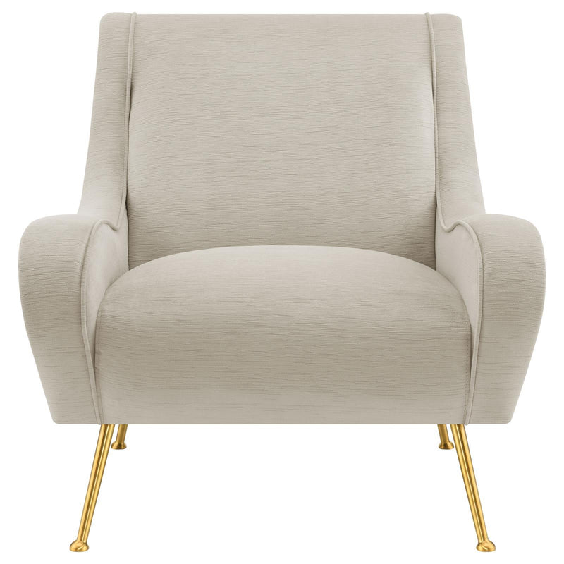 Coaster Furniture Ricci 903043 Upholstered Saddle Arms Accent Chair - Stone/Gold IMAGE 3
