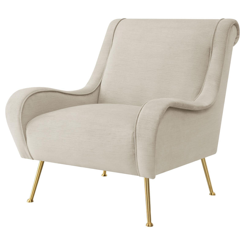Coaster Furniture Ricci 903043 Upholstered Saddle Arms Accent Chair - Stone/Gold IMAGE 4