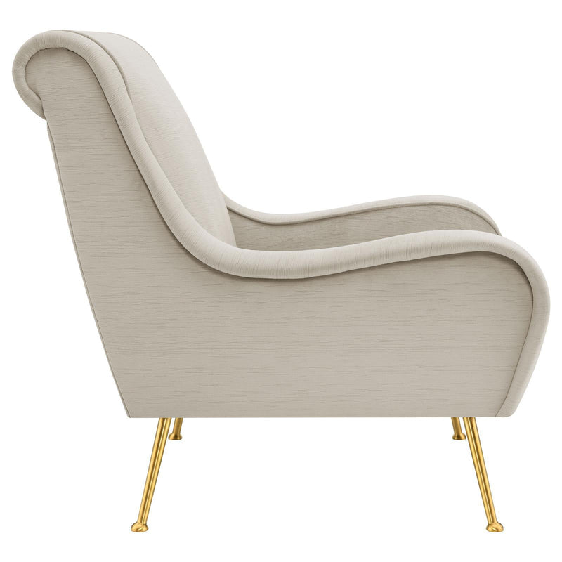 Coaster Furniture Ricci 903043 Upholstered Saddle Arms Accent Chair - Stone/Gold IMAGE 8