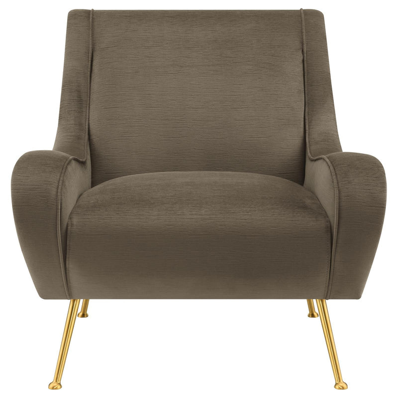 Coaster Furniture Ricci 903044 Upholstered Saddle Arms Accent Chair - Truffle/Gold IMAGE 3