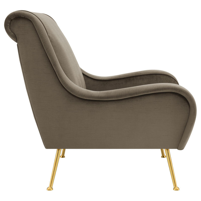 Coaster Furniture Ricci 903044 Upholstered Saddle Arms Accent Chair - Truffle/Gold IMAGE 8