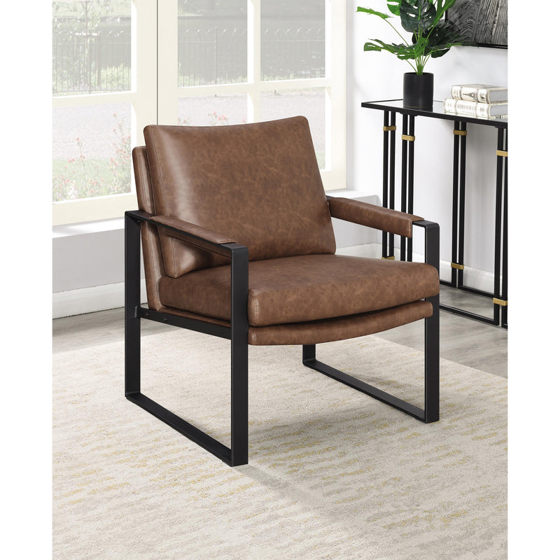 Coaster Furniture Rosalind 904112 Upholstered Accent Chair with Removable Cushion - Umber Brown/Gunmetal IMAGE 2