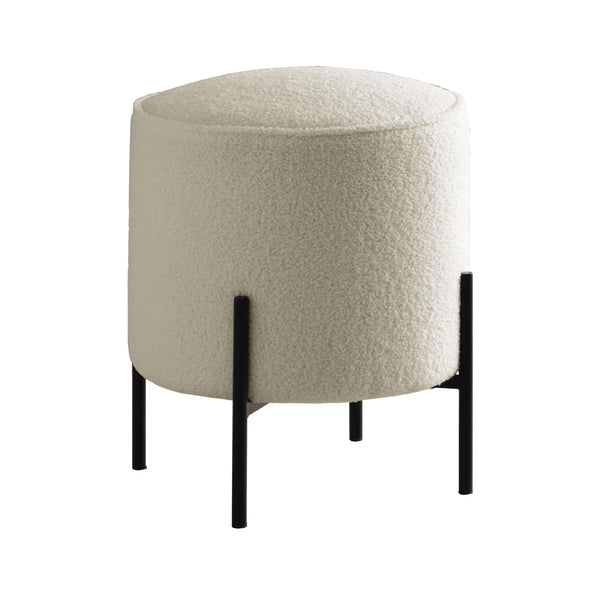 Coaster Furniture Basye 905495 Round Upholstered Ottoman - Beige/Matte Black IMAGE 1