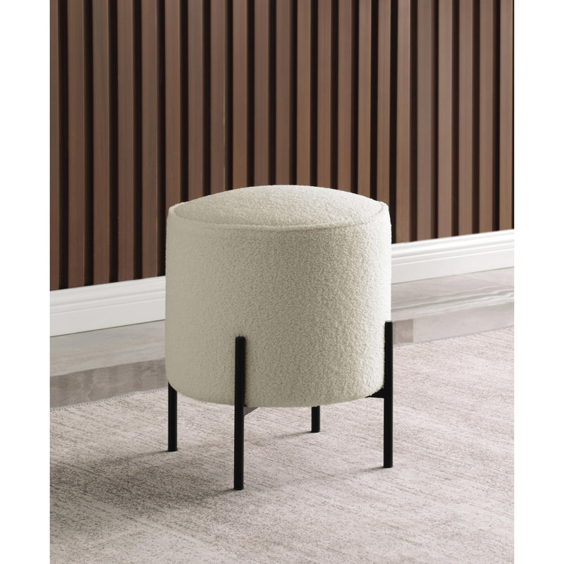 Coaster Furniture Basye 905495 Round Upholstered Ottoman - Beige/Matte Black IMAGE 2