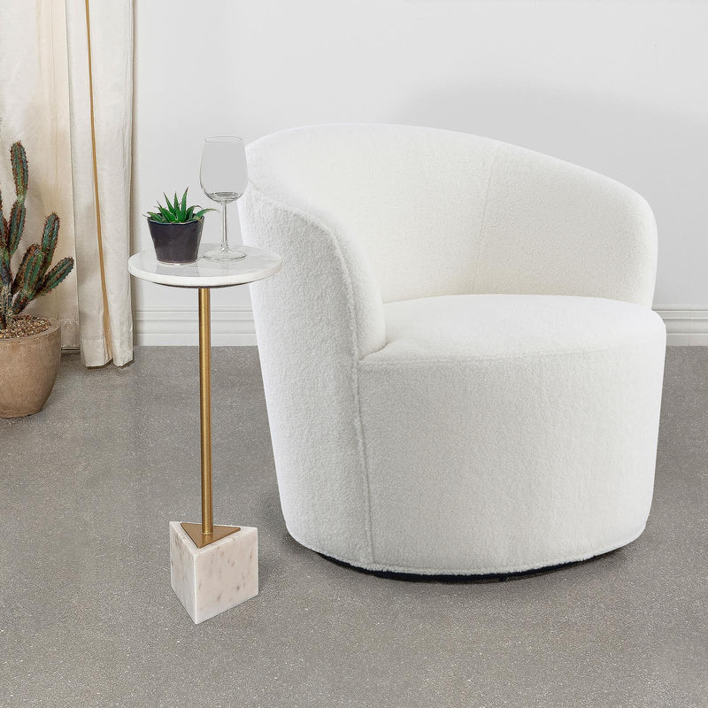 Coaster Furniture Joyce 905633 Upholstered Swivel Barrel Chair - White IMAGE 2