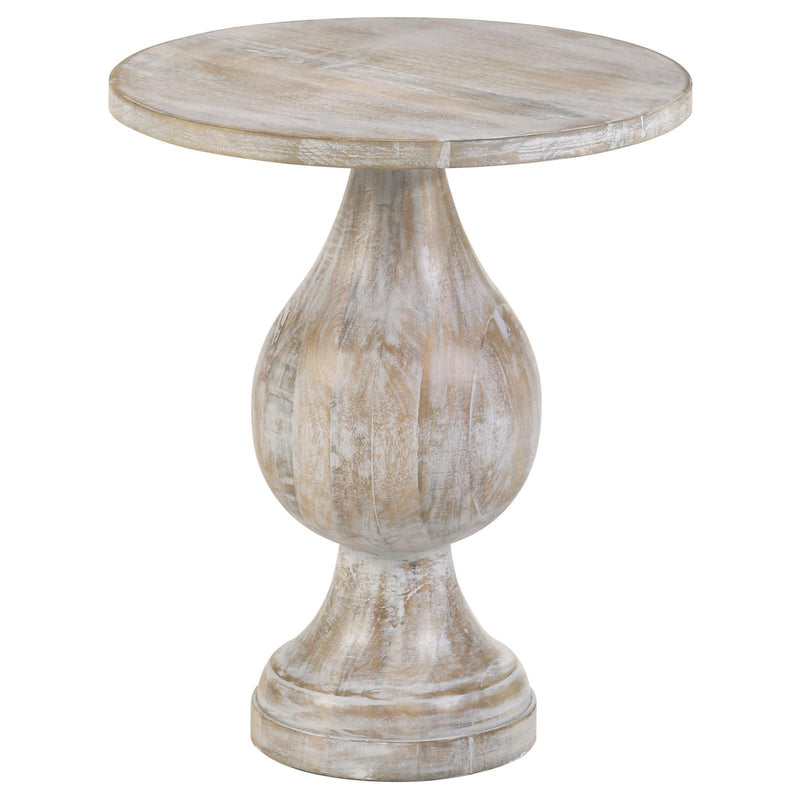 Coaster Furniture Daniella 915107 Round Pedestal Accent Table - White Washed IMAGE 1