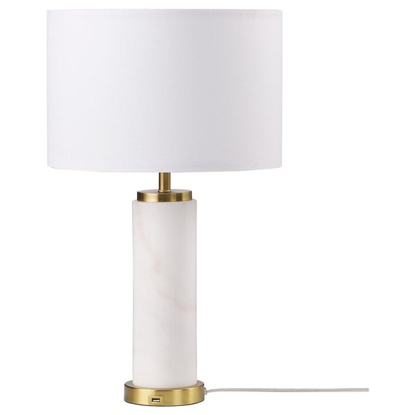 Coaster Furniture Lucius 920208 Drum Shade Bedside Table Lamp - White/Gold IMAGE 1