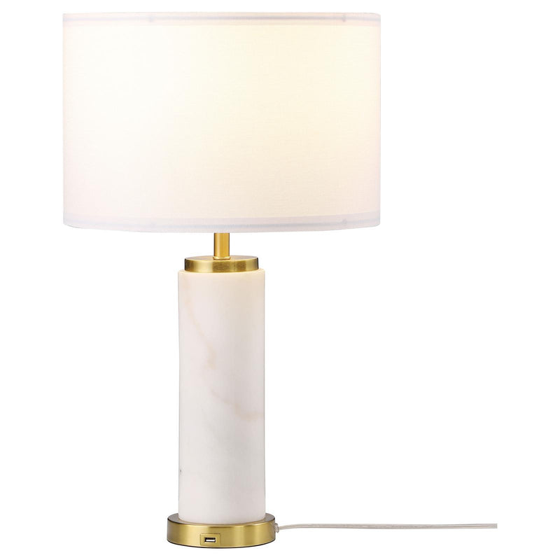 Coaster Furniture Lucius 920208 Drum Shade Bedside Table Lamp - White/Gold IMAGE 3