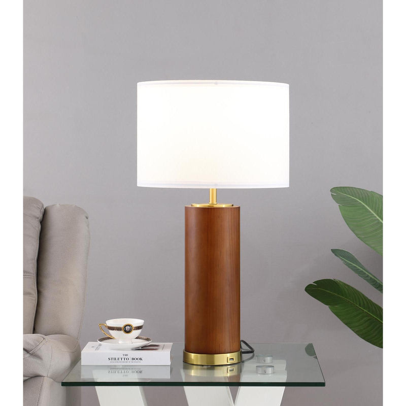 Coaster Furniture Aziel 920209 Drum Shade Bedside Table Lamp - Cappuccino/Gold IMAGE 2