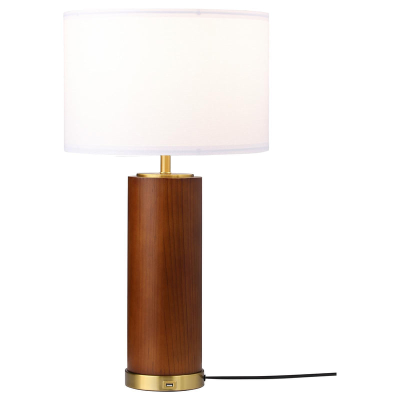 Coaster Furniture Aziel 920209 Drum Shade Bedside Table Lamp - Cappuccino/Gold IMAGE 3