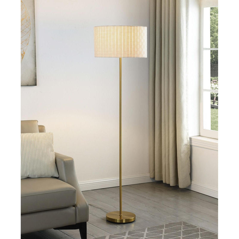 Coaster Furniture Ramiro 920303 Drum Shade Floor Lamp - Gold IMAGE 2