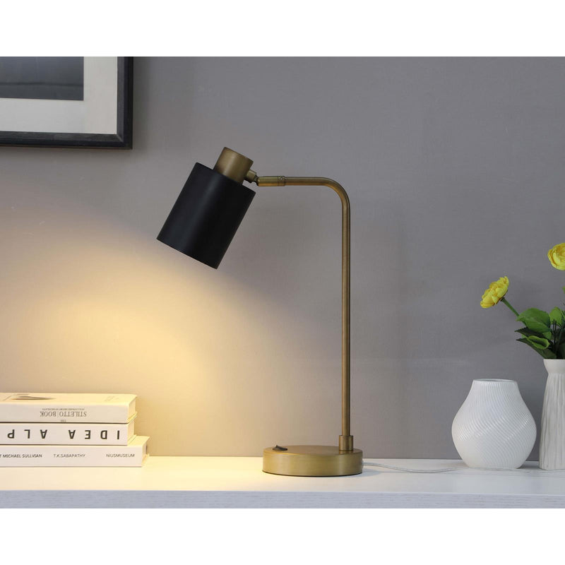 Coaster Furniture Cherise 923303 Adjustable Shade Table Lamp - Antique Brass/Matte Black IMAGE 2