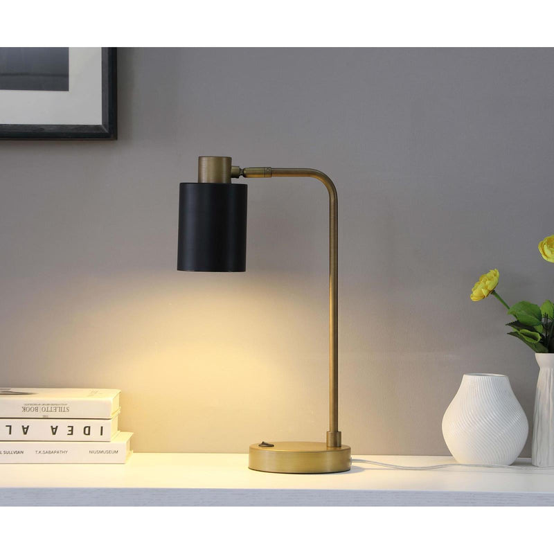 Coaster Furniture Cherise 923303 Adjustable Shade Table Lamp - Antique Brass/Matte Black IMAGE 3
