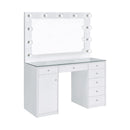 Coaster Furniture Percy 931143 7-Drawer Glass Top Vanity Desk with Lighting - White IMAGE 1
