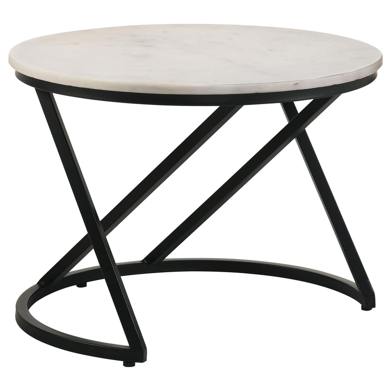 Coaster Furniture Miguel 931227 Round Accent Table with Marble Top - White/Black IMAGE 1