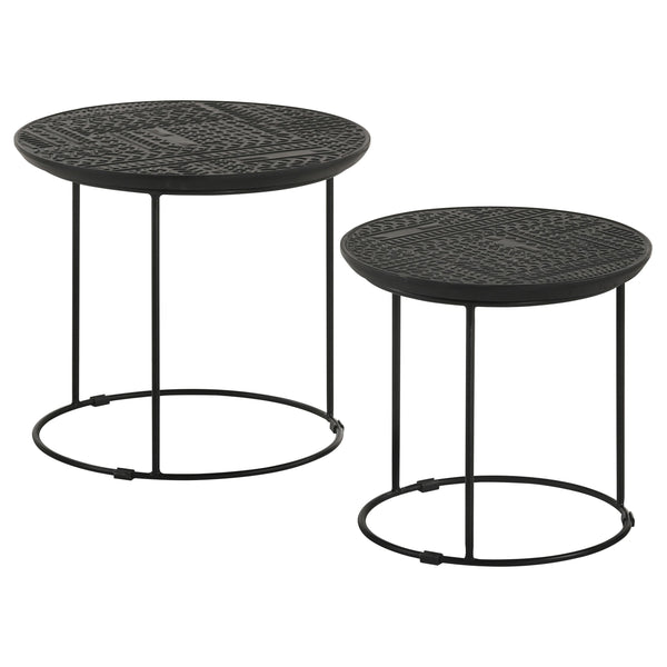 Coaster Furniture Loannis 935842 2-Piece Round Nesting Table - Matte Black IMAGE 1