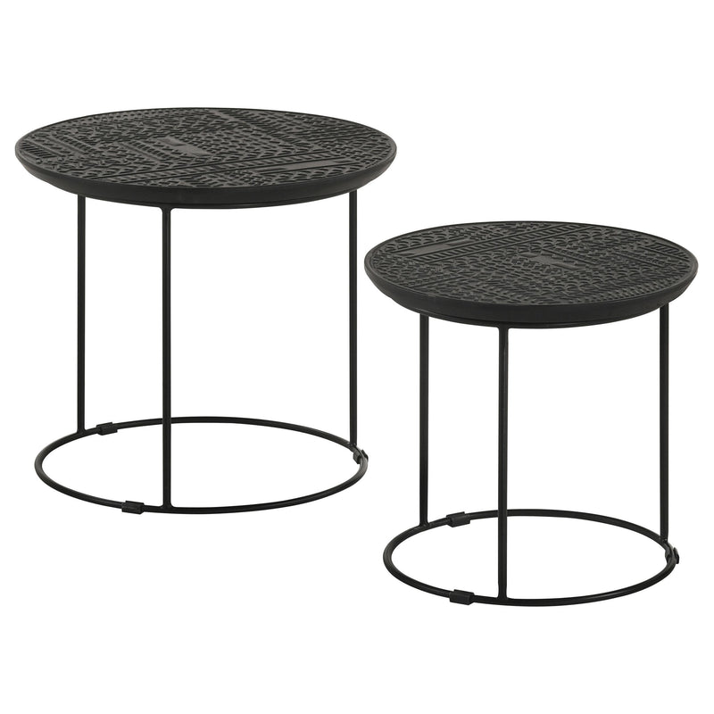 Coaster Furniture Loannis 935842 2-Piece Round Nesting Table - Matte Black IMAGE 1
