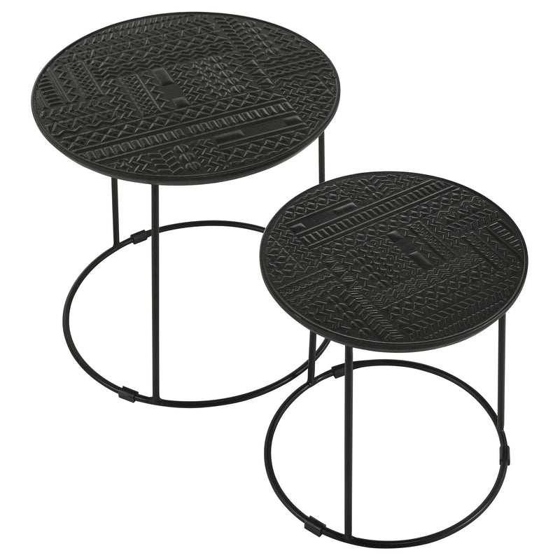 Coaster Furniture Loannis 935842 2-Piece Round Nesting Table - Matte Black IMAGE 2