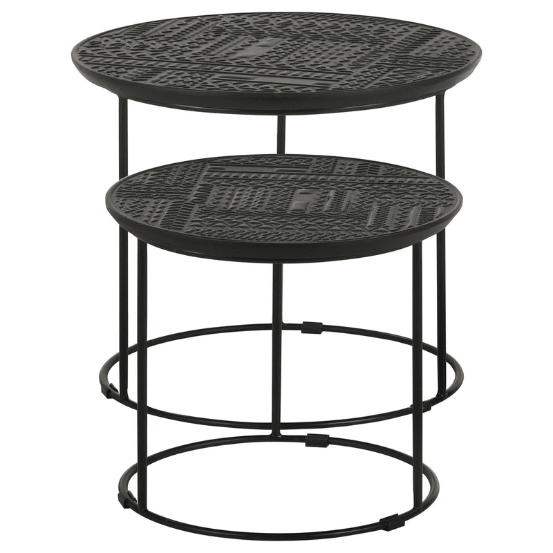 Coaster Furniture Loannis 935842 2-Piece Round Nesting Table - Matte Black IMAGE 3