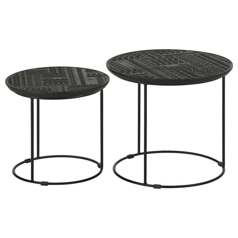 Coaster Furniture Loannis 935842 2-Piece Round Nesting Table - Matte Black IMAGE 4