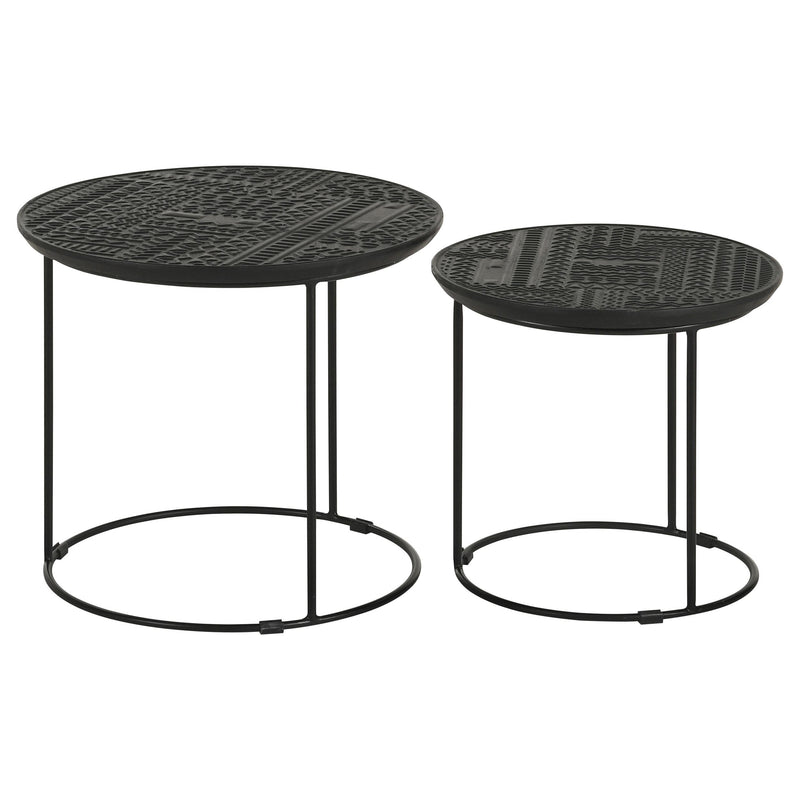 Coaster Furniture Loannis 935842 2-piece Round Mango Wood Nesting Table - Matte Black IMAGE 6