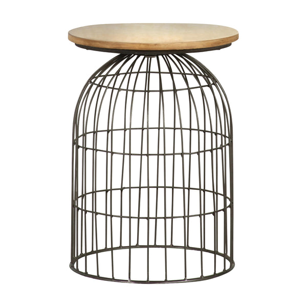 Coaster Furniture Bernardo 935860 Round Accent Table With Bird Cage Base - Natural/Gunmetal IMAGE 1