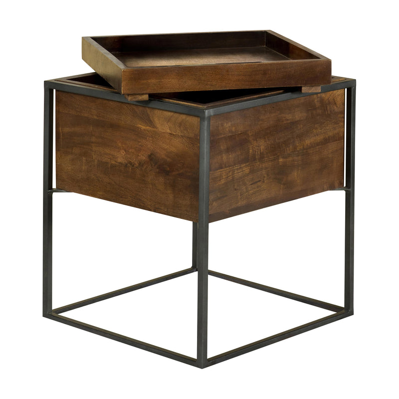 Coaster Furniture Ondrej 936007 Square Accent Table with Removable Top Tray - Dark Brown/Gunmetal IMAGE 1