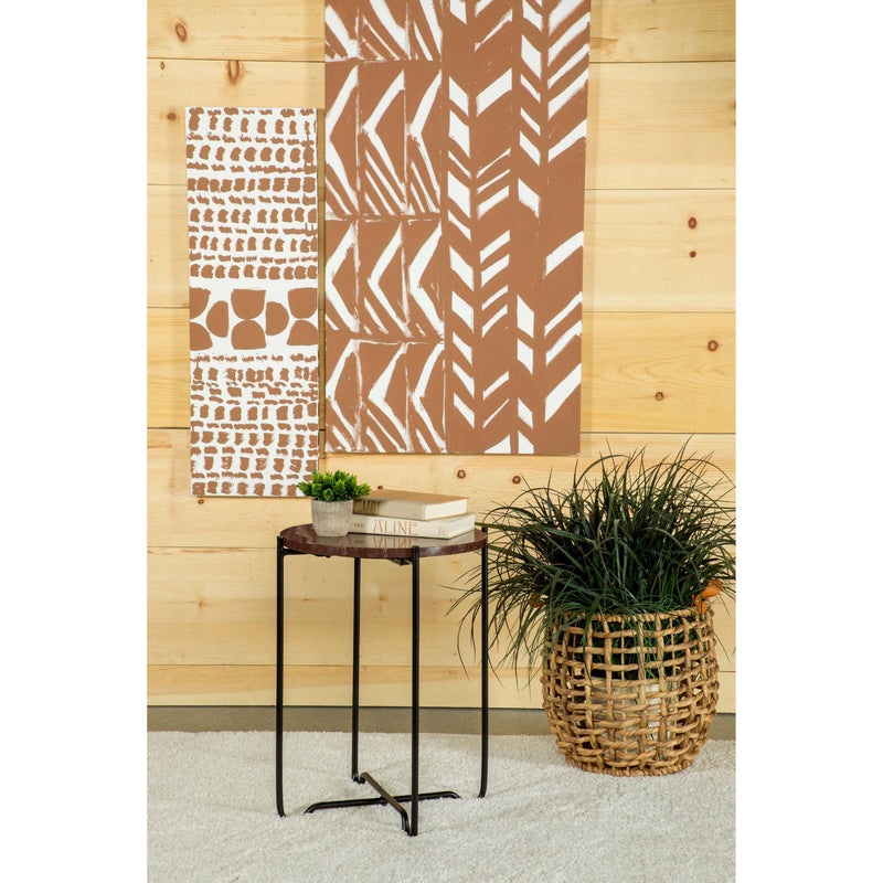 Coaster Furniture Latifa 936010 Round Accent Table With Marble Top - Red/Black IMAGE 3