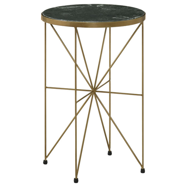 Coaster Furniture Eliska 936061 Round Accent Table with Marble Top - Green/Antique Gold IMAGE 1