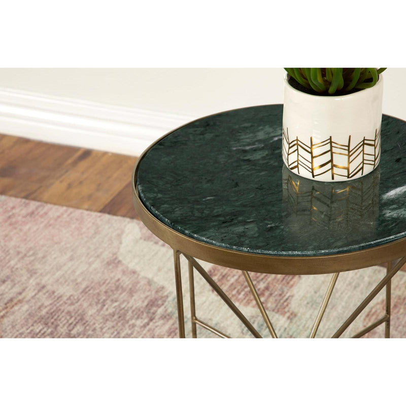 Coaster Furniture Eliska 936061 Round Accent Table with Marble Top - Green/Antique Gold IMAGE 5