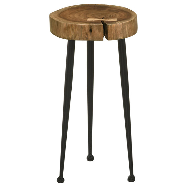 Coaster Furniture Keith 936181 Round Wood Top Side Table - Natural/Black IMAGE 1