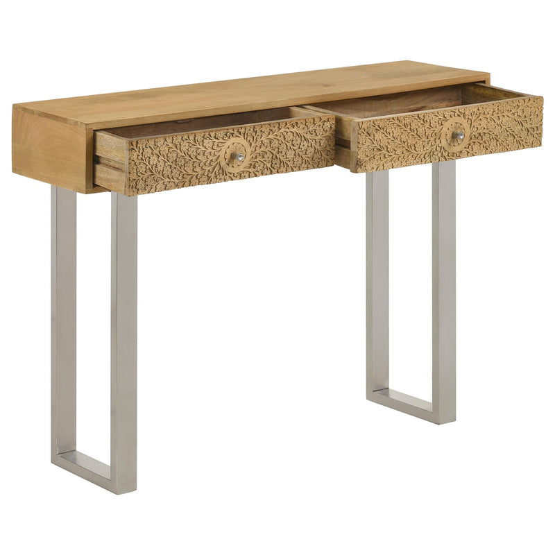 Coaster Furniture Draco 953512 Console Table with Hand Carved Drawers - Natural IMAGE 2
