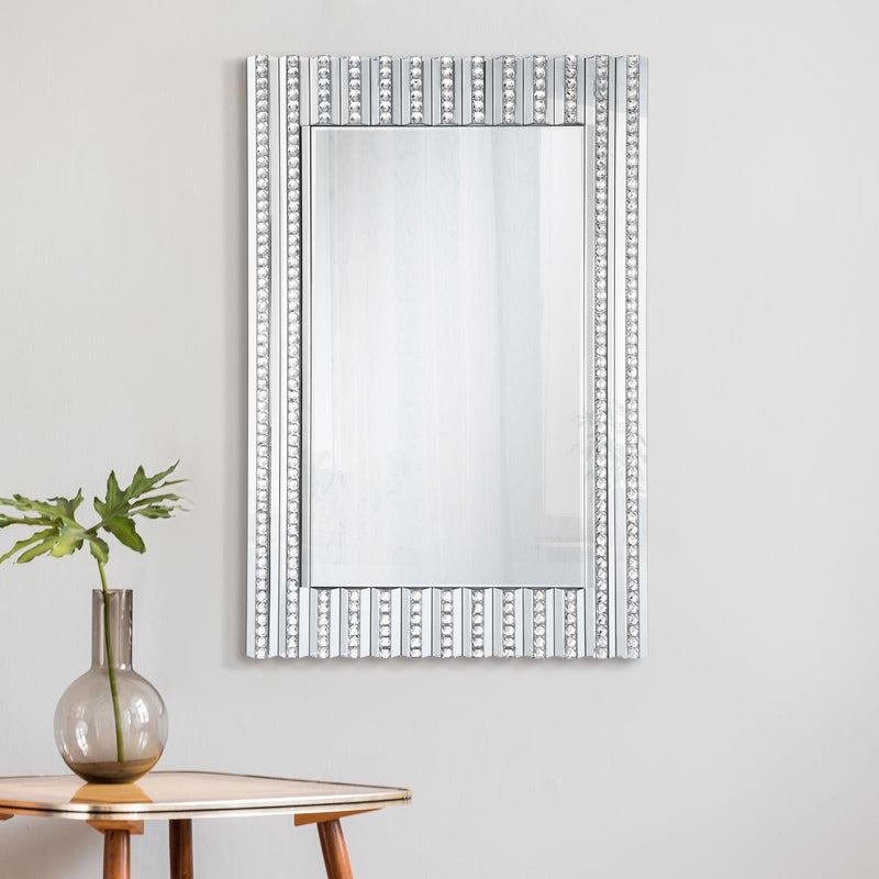 Coaster Furniture Aideen 961614 Rectangular Wall Mirror with Vertical Stripes Of Faux Crystals IMAGE 2