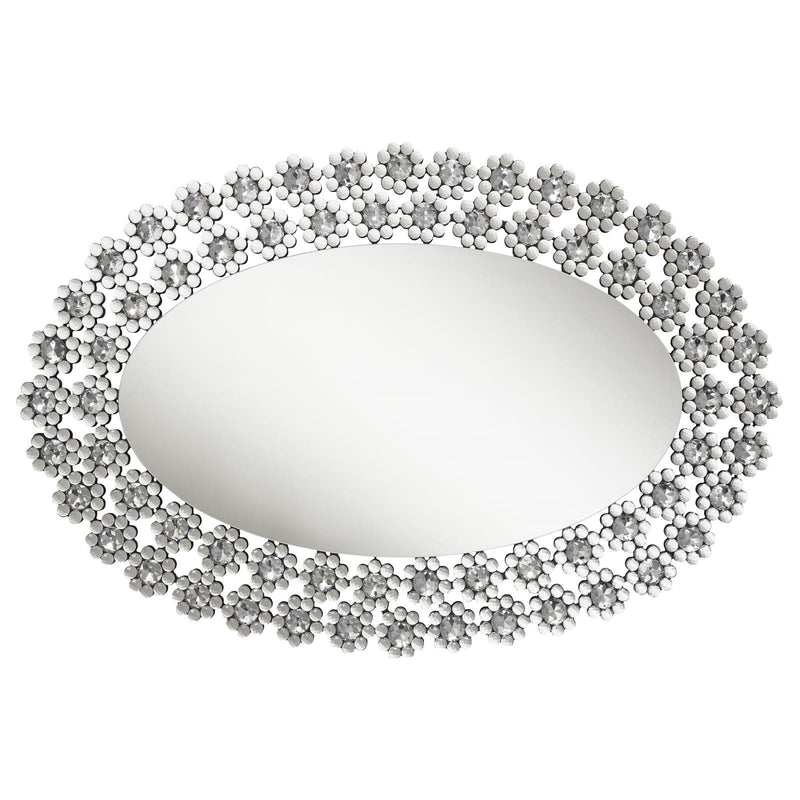 Coaster Furniture Colleen 961615 Oval Wall Mirror With Faux Crystal Blossoms IMAGE 3