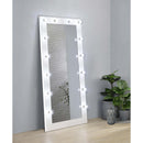Coaster Furniture Zayan 969558 Full Length Floor Mirror with Lighting - White High Gloss IMAGE 2