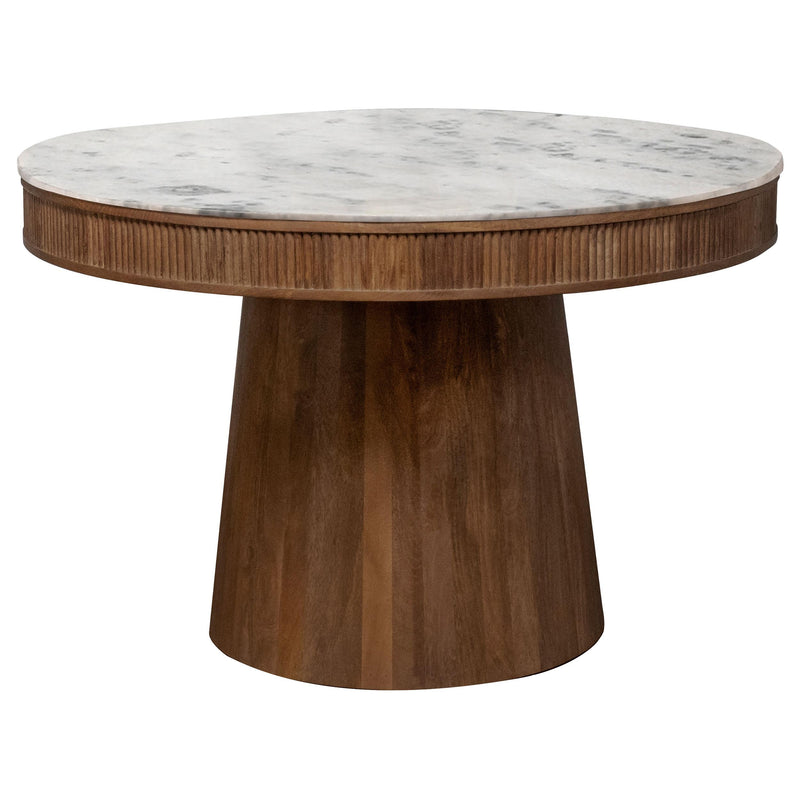Coaster Furniture Ortega 105141 Round Marble Top Solid Base Dining Table - White/Natural IMAGE 1