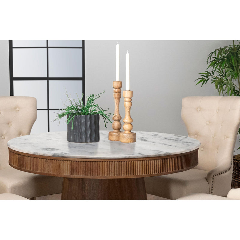 Coaster Furniture Ortega 105141 Round Marble Top Solid Base Dining Table - White/Natural IMAGE 6