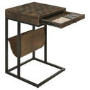 Coaster Furniture Chessie 936135 1-Drawer Square Side Table with Leatherette Sling - Tobacco/Black IMAGE 2