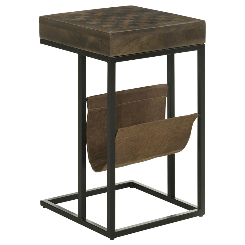 Coaster Furniture Chessie 936135 1-Drawer Square Side Table with Leatherette Sling - Tobacco/Black IMAGE 5